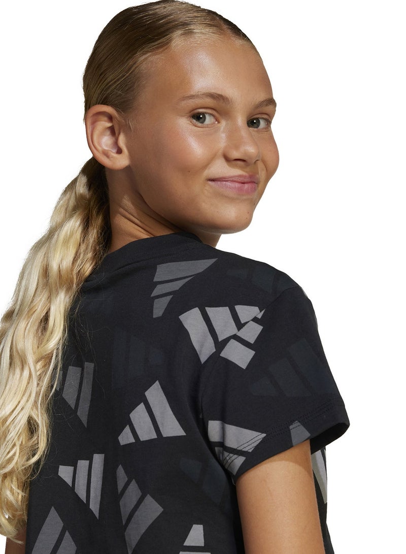 Adidas Youth Seasonal Essentials Logo Celebration Crop T-Shirt - Image 4